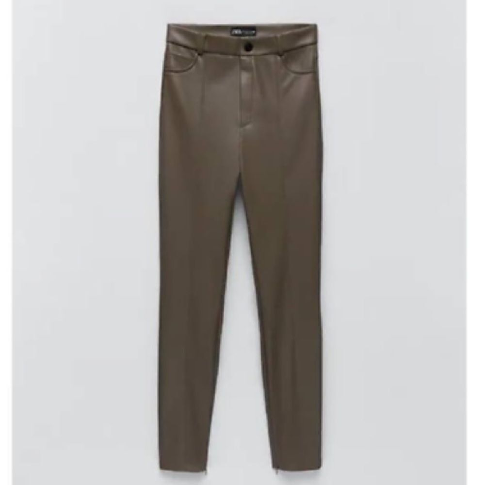 Zara Taupe faux leather high waist leggings